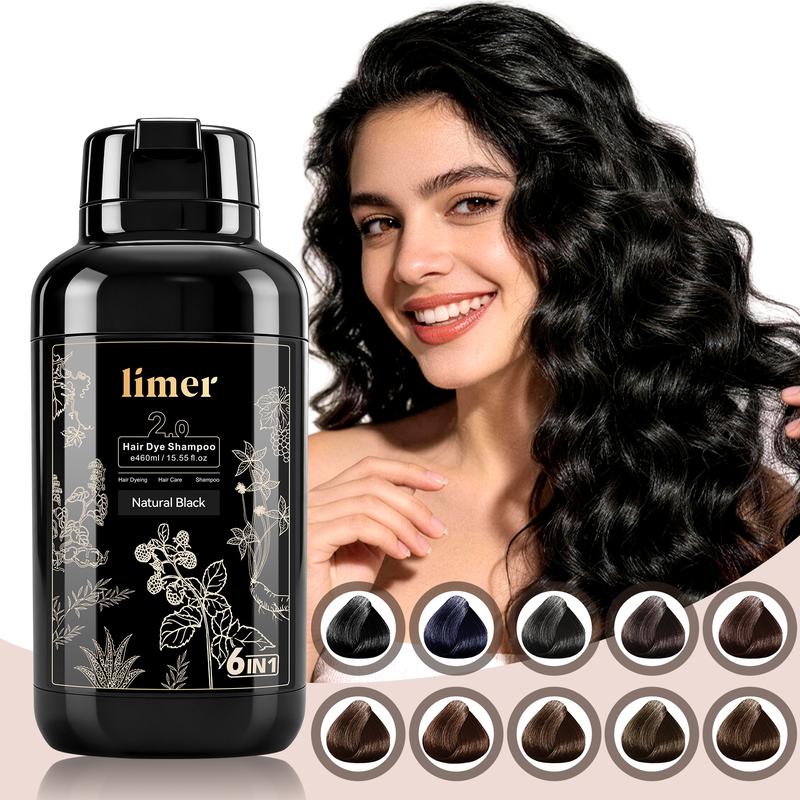 Limer 6 en 1 - Champú Tinte para Canas l Coloración fácil en casa