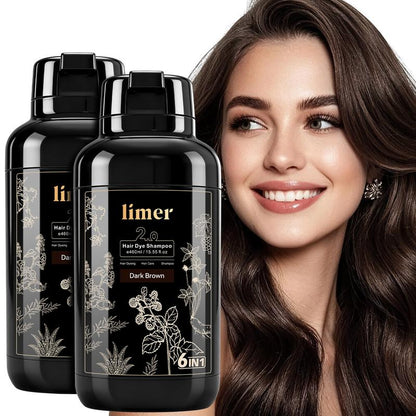 Limer 6 en 1 - Champú Tinte para Canas l Coloración fácil en casa